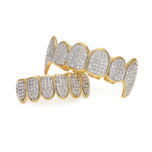 Load image into Gallery viewer, Inlaid Zircon Gold /Silver Top &amp; Bottom Grillz