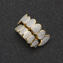 Load image into Gallery viewer, Inlaid Zircon Gold /Silver Top &amp; Bottom Grillz