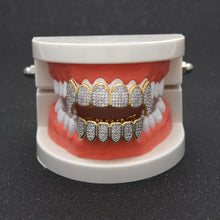 Load image into Gallery viewer, Inlaid Zircon Gold /Silver Top &amp; Bottom Grillz