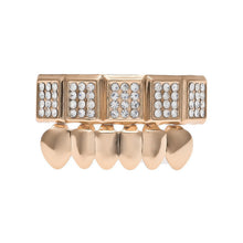 Load image into Gallery viewer, Rhinestone Top &amp; Bottom Gold Grill
