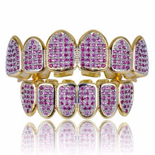 Load image into Gallery viewer, Rose Micro-inlaid Cubic Zircon Top And Bottom Grill Set