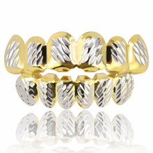 Load image into Gallery viewer, Gold Silver Plated Micro Pave CZ Stones Top &amp; Bottom Grill Set