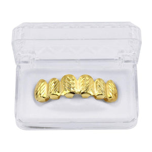 Gold Silver Plated Micro Pave CZ Stones Top & Bottom Grill Set