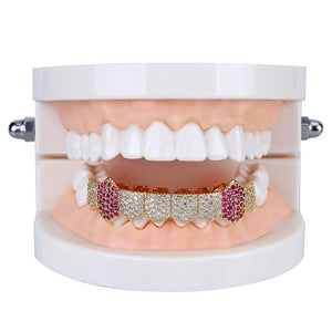 8-tooth Micro-inlaid Cubic Zircon Grill Bottom Row